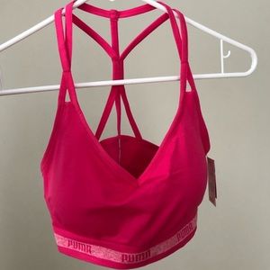 PUMA Low Support Sports Bra Fuchsia Pink Large New